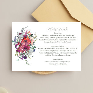 Carte D'accompagnement Détails du Mariage Boho Fleurs sauvages d'aquarell