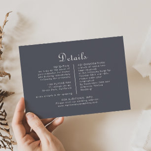 Carte D'accompagnement Détails du Mariage Boho Soirée Simple