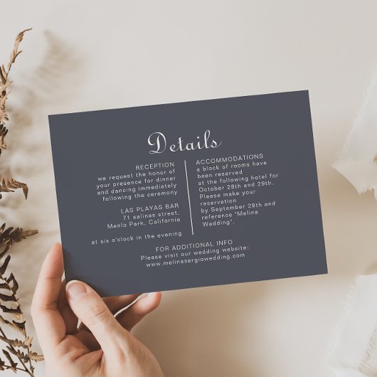 Carte D'accompagnement Détails du Mariage Boho Soirée Simple
