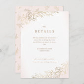 Carte D'accompagnement Détails du mariage botanique doré doré (Devant / Derrière)