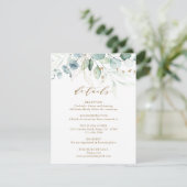 Carte D'accompagnement Détails du Mariage botanique Gold et Green (Debout devant)