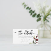 Carte D'accompagnement Détails du mariage Bourgogne Floral (Debout devant)