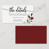 Carte D'accompagnement Détails du mariage Bourgogne Floral (Devant / Derrière)