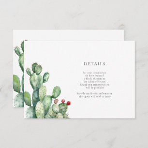Carte D'accompagnement Détails du Mariage Cactus