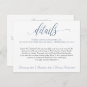 Carte D'accompagnement Détails du Mariage | Calligraphie Luxueuse (Bleu P (Devant / Derrière)