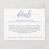 Carte D'accompagnement Détails du Mariage | Calligraphie Luxueuse (Bleu P (Devant)