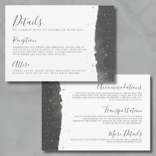 Carte D'accompagnement Détails du Mariage Céleste