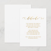 Carte D'accompagnement Détails du Mariage Chic Faux Gold et White (Devant / Derrière)