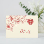 Carte D'accompagnement Détails du Mariage chinois Magnolia Cream (Debout devant)