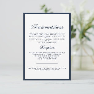 Carte D'accompagnement Détails du mariage classique vintage Navy
