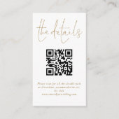 Carte D'accompagnement Détails du mariage Code QR Code Gold Script (Devant)