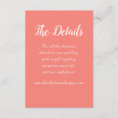 Carte D'accompagnement Détails du Mariage Coral Simple Style (Devant)