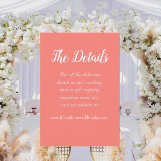 Carte D'accompagnement Détails du Mariage Coral Simple Style
