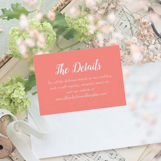 Carte D'accompagnement Détails du Mariage Coral Simple Style