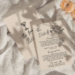 Carte D'accompagnement Détails du Mariage cupide dessiné à la main rétro<br><div class="desc">Informations simples et élégantes rétro coloré mariage détails clients. Avec un arrière - plan laiteux crémeux et un texte manuscrit noir avec des formulations blanches et un ange cupide vintage dessiné à la main qui donne un verre de champagne de vin. Toutes les informations sont personnalisables comme site web, transport,...</div>