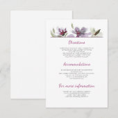 Carte D'accompagnement Détails du Mariage d'aquarelle de prune - Informat (Devant / Derrière)