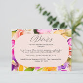 Carte D'accompagnement Détails du mariage d'aquarelle florale surdimensio (Debout devant)