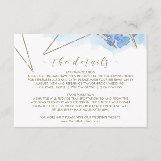 Carte D'accompagnement Détails du Mariage d'aquarelle géométrique Insérer (Devant)