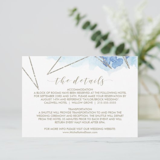 Carte D'accompagnement Détails du Mariage d'aquarelle géométrique Insérer (Debout devant)