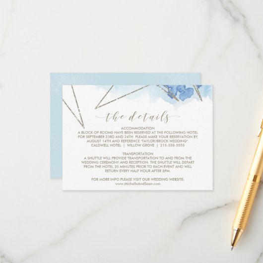 Carte D'accompagnement Détails du Mariage d'aquarelle géométrique Insérer (Devant/Arrière en situation)