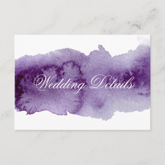 Carte D'accompagnement Détails du Mariage d'aquarelle ultra violet (Devant)