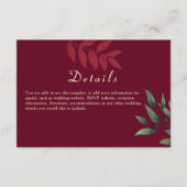 Carte D'accompagnement Détails du Mariage de automne Bourgogne (Devant)