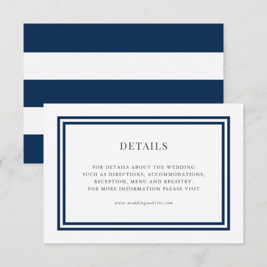 Carte D'accompagnement Détails du Mariage de bandes blanches de couleur m (Devant / Derrière)