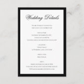 Carte D'accompagnement Détails du Mariage de bordure noir blanc classique (Devant)