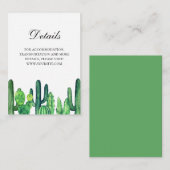 Carte D'accompagnement Détails du mariage de cactus vert. Cactus été (Devant / Derrière)