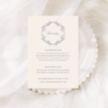 Carte D'accompagnement Détails du Mariage de cadre Vintage rustique<br><div class="desc">Elégante ligne fleurie rustique art mariage détails carte d'enceinte avec une couleur bleu poussiéreux vintage de couronnes botaniques.</div>