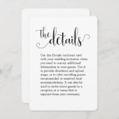 Carte D'accompagnement Détails du Mariage de calligraphie (Devant / Derrière)