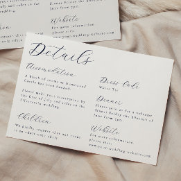 Carte D'accompagnement Détails du Mariage de calligraphie élégant