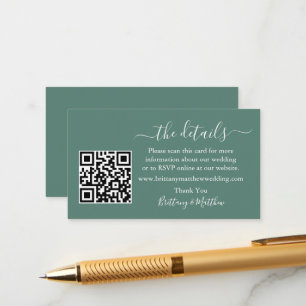 Carte D'accompagnement Détails du Mariage de calligraphie QR Eucalyptus G