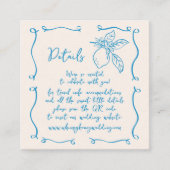 Carte D'accompagnement Détails du Mariage de citron tiré à la main Code Q (Devant)