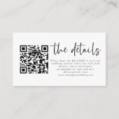 Carte D'accompagnement Détails du Mariage de code QR couleur simple (Devant)