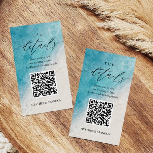 Carte D'accompagnement Détails du Mariage de code QR de plage