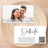 Carte D'accompagnement Détails du Mariage de code QR de script chic