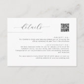 Carte D'accompagnement Détails du Mariage de code QR de script minimalist (Devant)