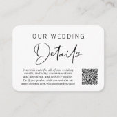 Carte D'accompagnement Détails du Mariage de code QR de script moderne (Devant)