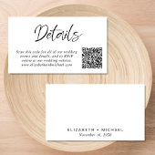 Carte D'accompagnement Détails du Mariage de code QR de script moderne