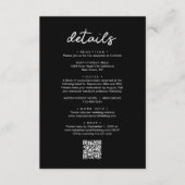 Carte D'accompagnement Détails du Mariage de code QR de script noir simpl (Devant)