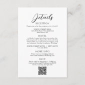 Carte D'accompagnement Détails du Mariage de code Qr de script simple et (Devant)