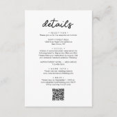 Carte D'accompagnement Détails du Mariage de code QR de script simple et (Devant)