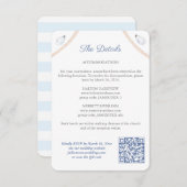 Carte D'accompagnement Détails du Mariage de code QR du monogramme nautiq (Devant / Derrière)