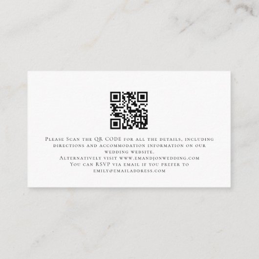Carte D'accompagnement Détails du Mariage de code QR du script de superpo (Dos)