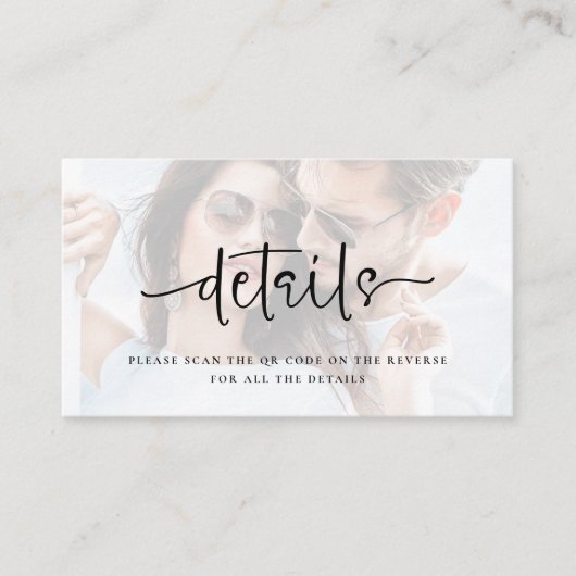 Carte D'accompagnement Détails du Mariage de code QR du script de superpo (Devant)