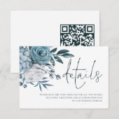 Carte D'accompagnement Détails du Mariage de code QR du script Florals Bl (Devant / Derrière)