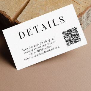 Carte D'accompagnement Détails du Mariage de code QR élégant