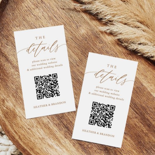 Carte D'accompagnement Détails du Mariage de code QR Gold