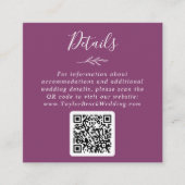 Carte D'accompagnement Détails du Mariage de code QR mauve pour baies de (Devant)